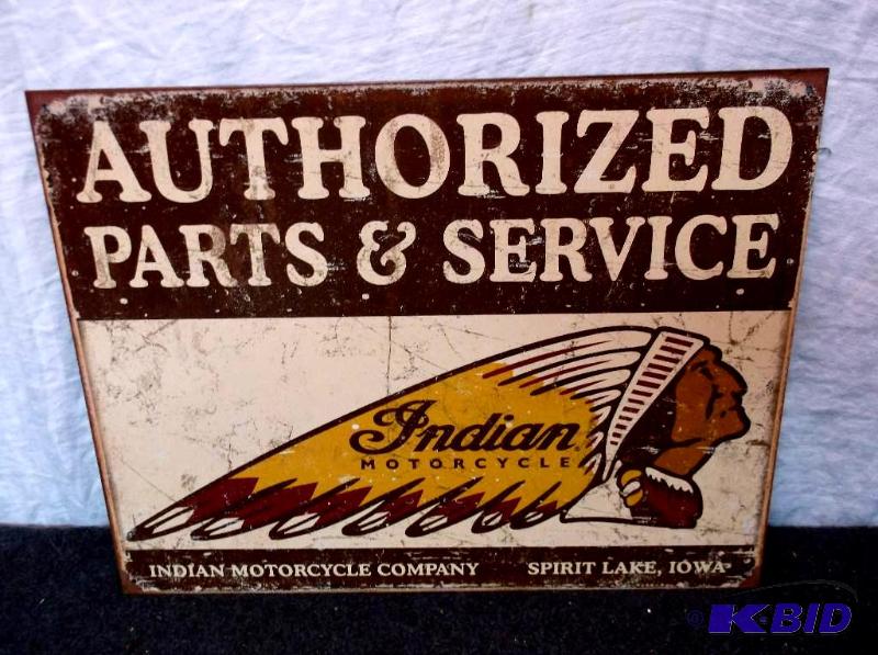 lot 17 image: Collectable Indian Motorcycle sign measuring ...