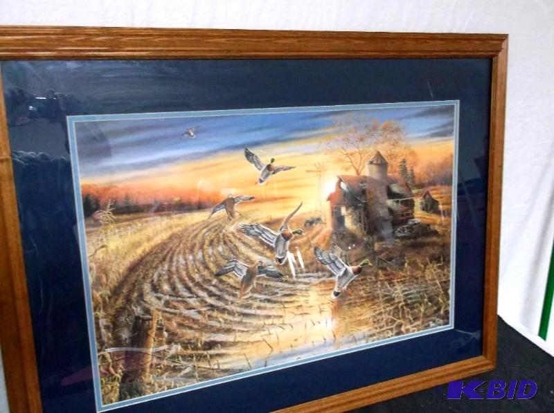 lot 4 image: Beautiful large double matted solid oak frame...