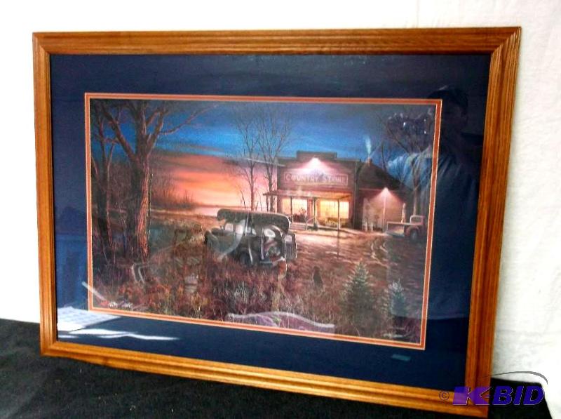 lot 5 image: Beautiful large double matted solid oak frame...