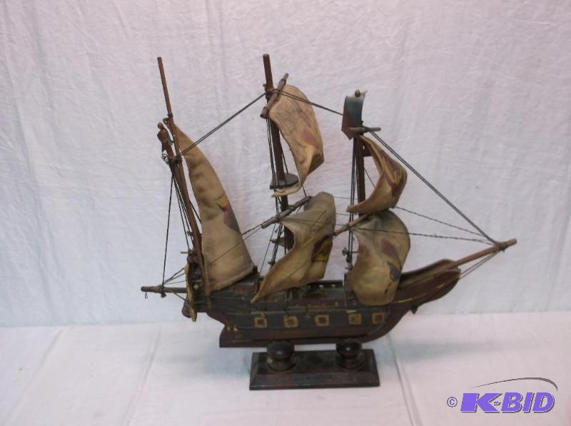 lot 55 image: Replica of vintage sailing ship measuring 24&...