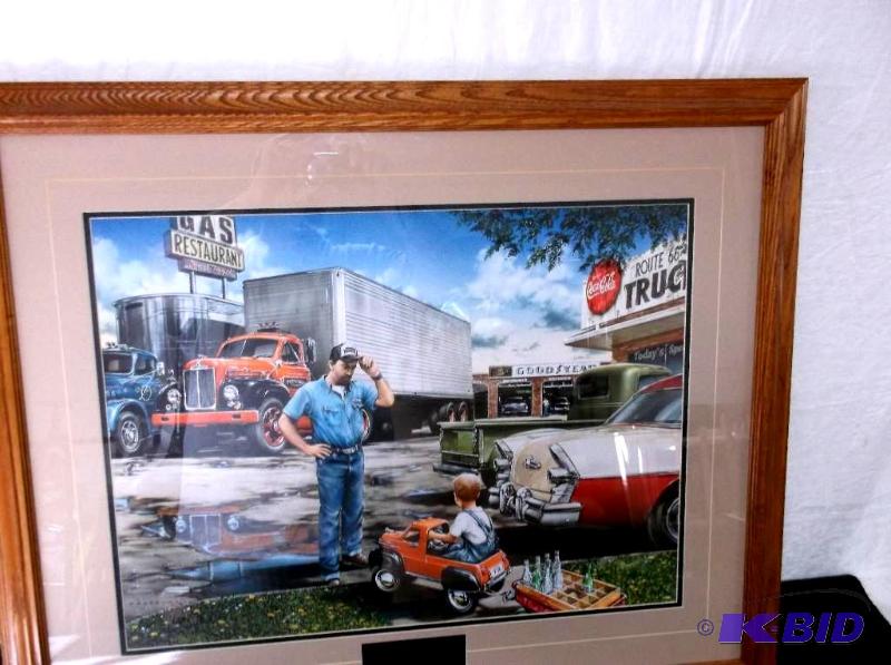 lot 6 image: Beautiful large double matted solid oak frame...