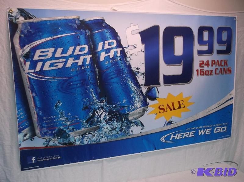 lot 66 image: Collectable Bud Light banner measuring 59&quo...