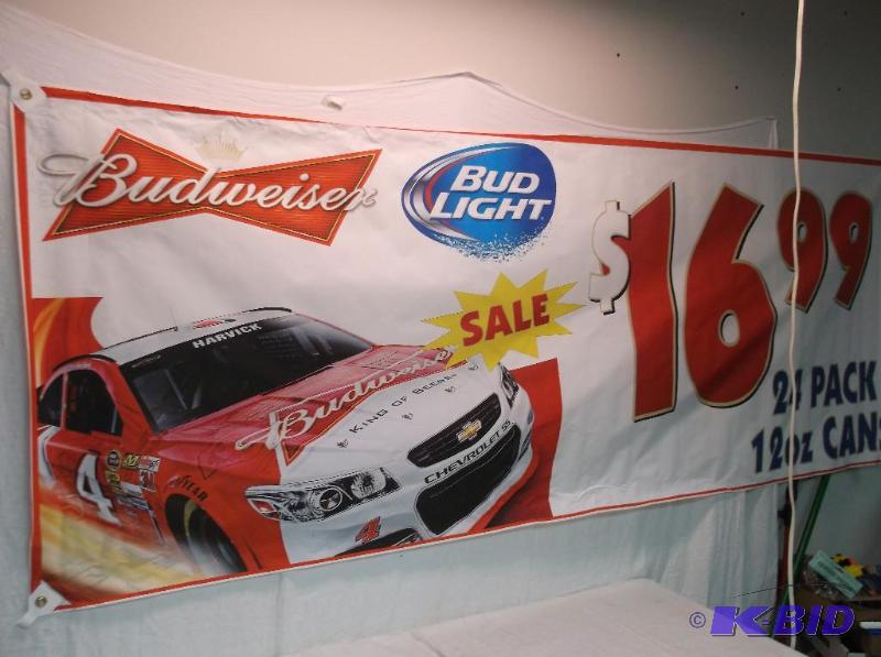 lot 67 image: Collectable large Budweiser banner measuring ...