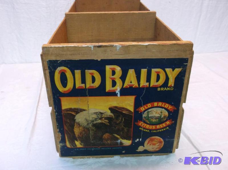 lot 69 image: Vintage Old Baldy Sunkist oranges fruit crate...
