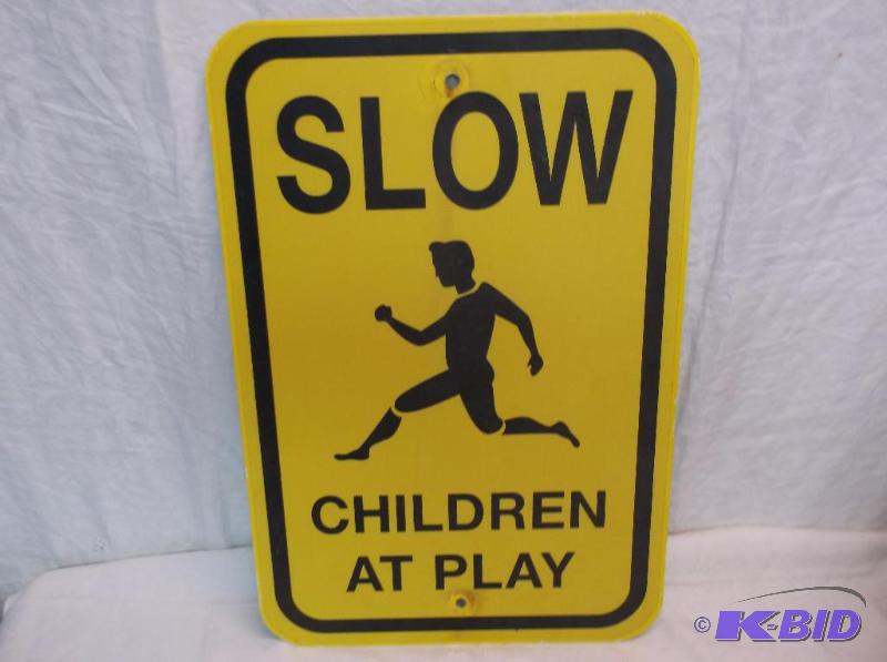 lot 71 image: Heavy gage metal children at play sign....