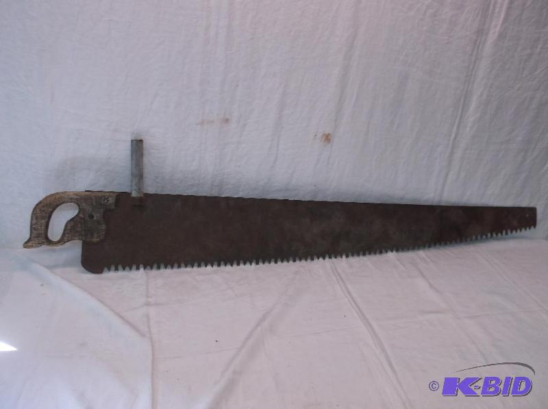 lot 81 image: Vintage hand saw measuring 52" L nice di...
