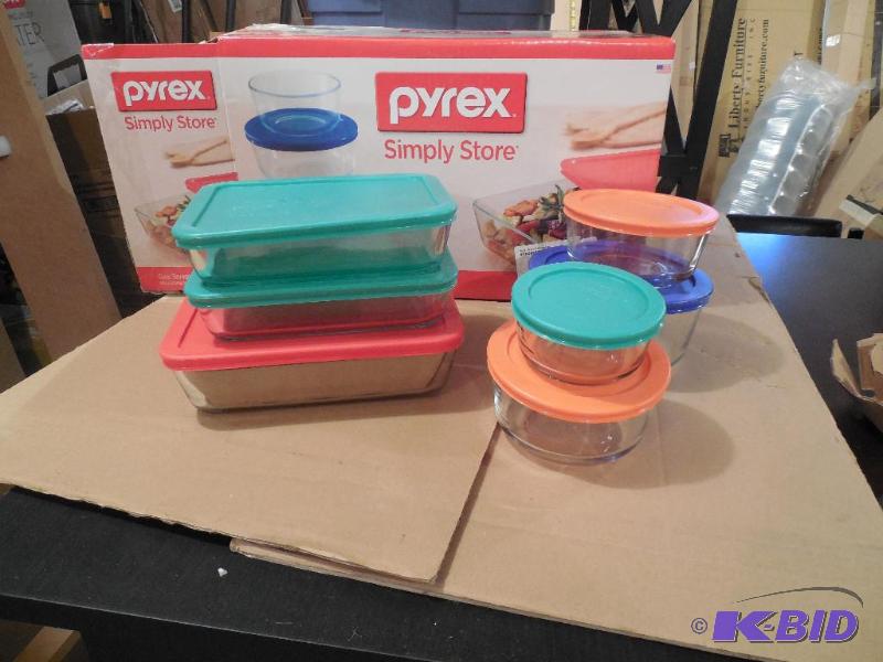 Pyrex Simply Store Glass Storage Container Set with Lids, 14 Piece - NEW