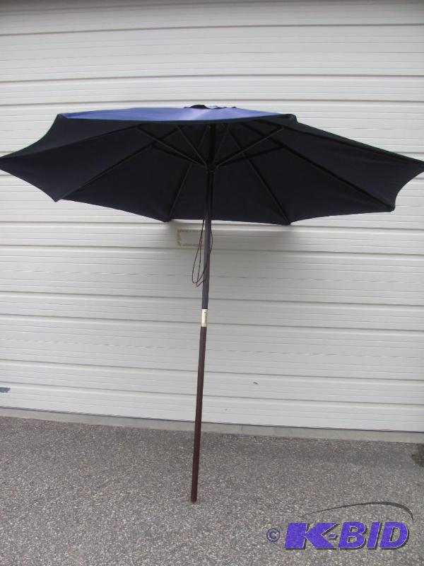 CASTLECREEK Navy Blue 9-Ft Wood Market Umbrel...