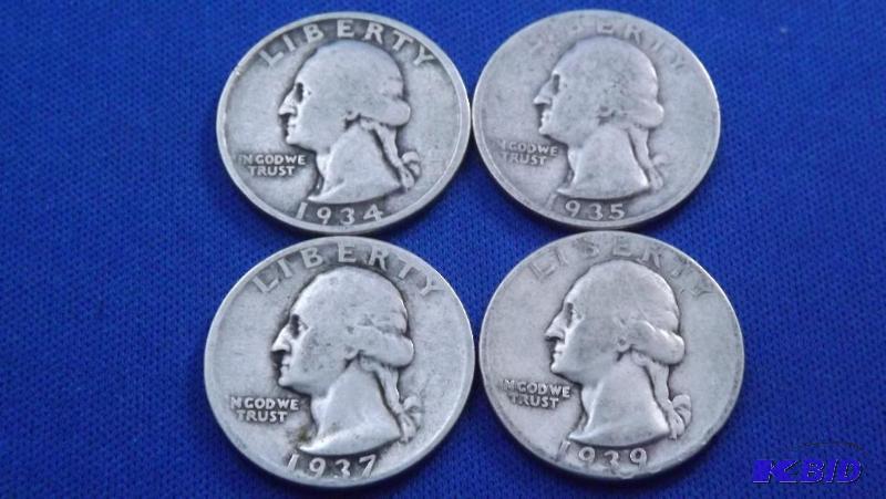 Washington Quarters, 1934, 1935, 1937 and 193...