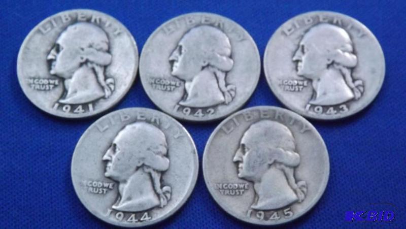Washington Quarters, 1941, 1942, 1943, 1944 a...
