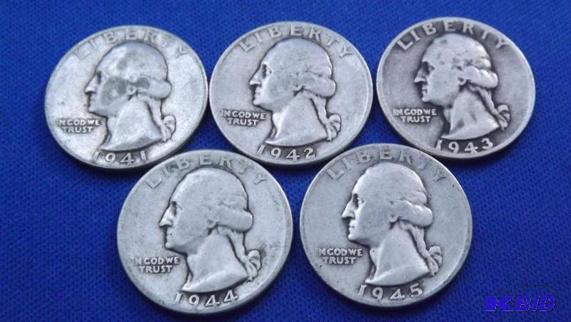 Washington Quarters, 1941, 1942, 1943, 1944 a...