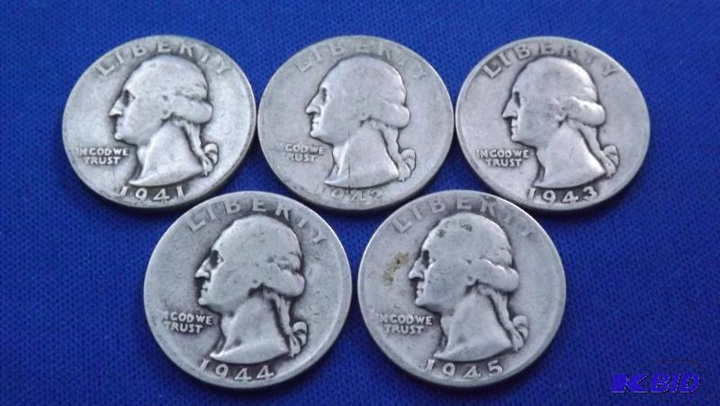 Washington Quarters, 1941, 1942, 1943, 1944 a...