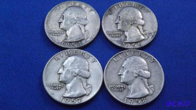 Washington Quarters, 1954, 1956, 1957 D and 1...