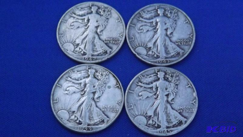Walking Liberty Half Dollars, 1942, 1943 S, 1...