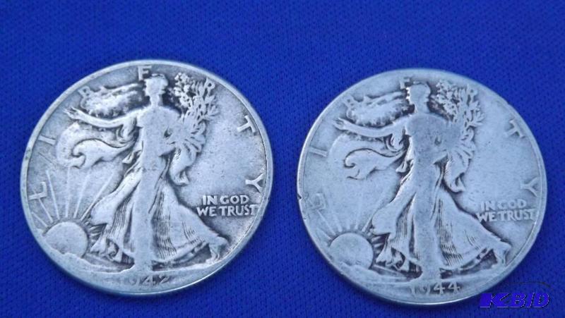 Walking Liberty Half Dollars, 1942 and 1944. ...