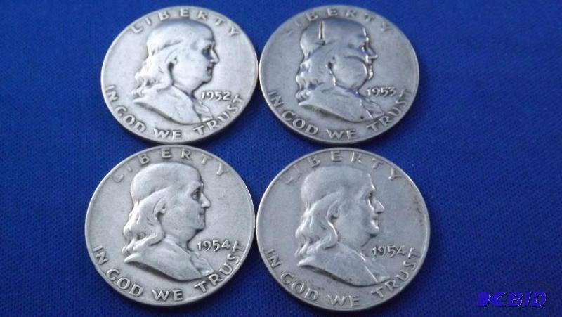 Franklin Half Dollars, 1952 D, 1953 D and Two...