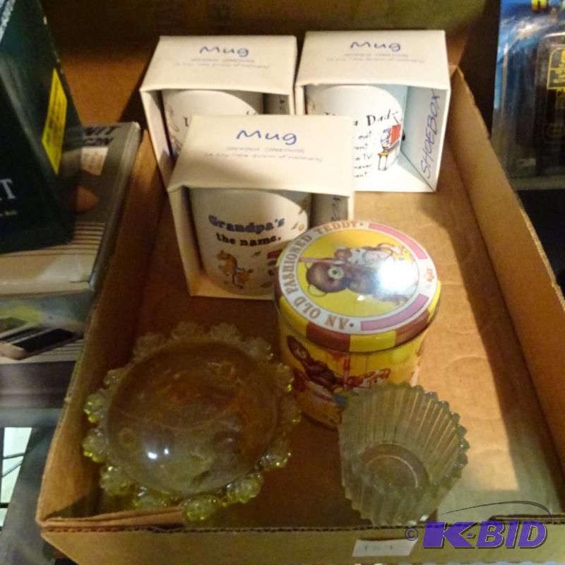 lot 139 image: 3 Coffee Mugs Metal Tin, Votive Candle Holder...