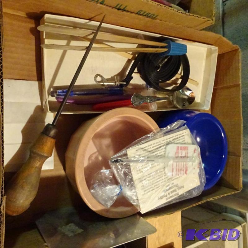 lot 182 image: Meat Thermometer , Cat Dishes...