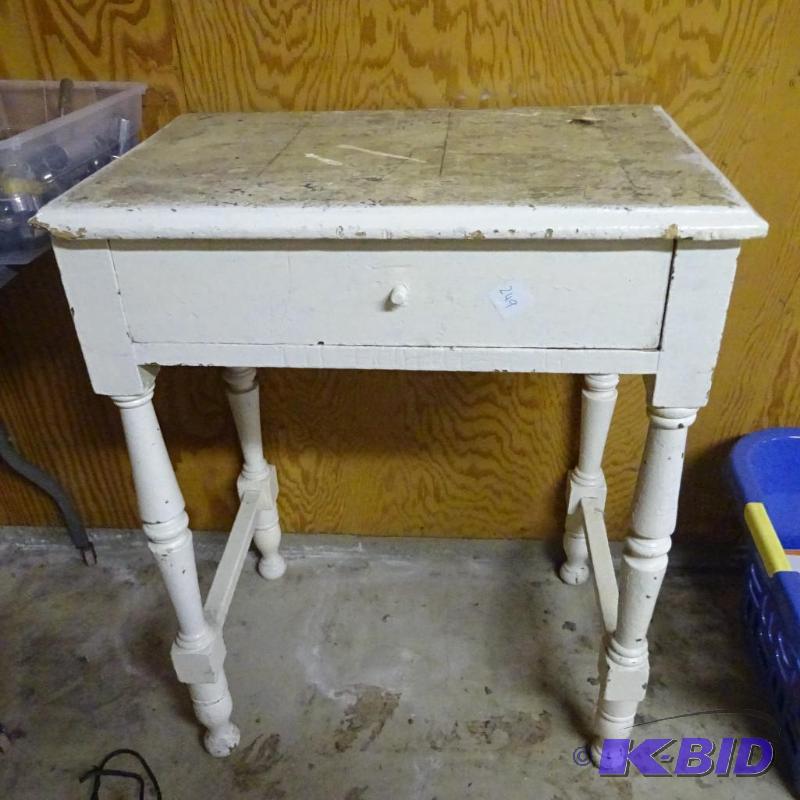 lot 249 image: VintageTable. One Drawer 23 X 15 X 29...