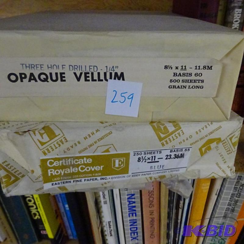 lot 259 image: 8 12 X 11 Opaque and Blue paper...