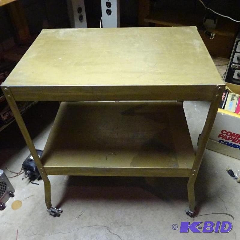 lot 34 image: Metal Cart on Wheels 24 X 16 X28...