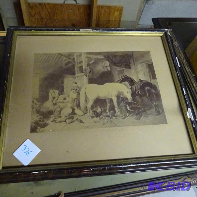 lot 376 image: Framed Print Blackand White 13 X 11...