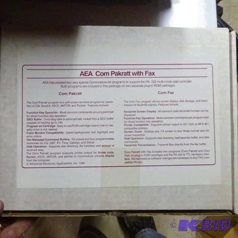 lot 382 image: AEA com Pakratt with fax. Commodeore 64 PK232...