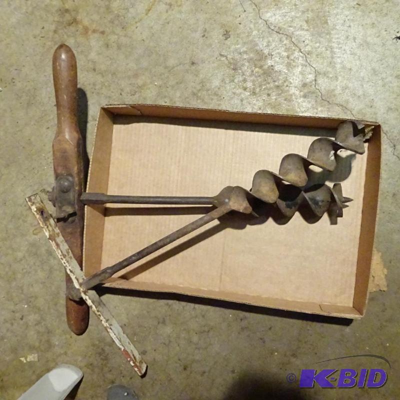 lot 111 image: 2 Vintage Wood Auger Drills...