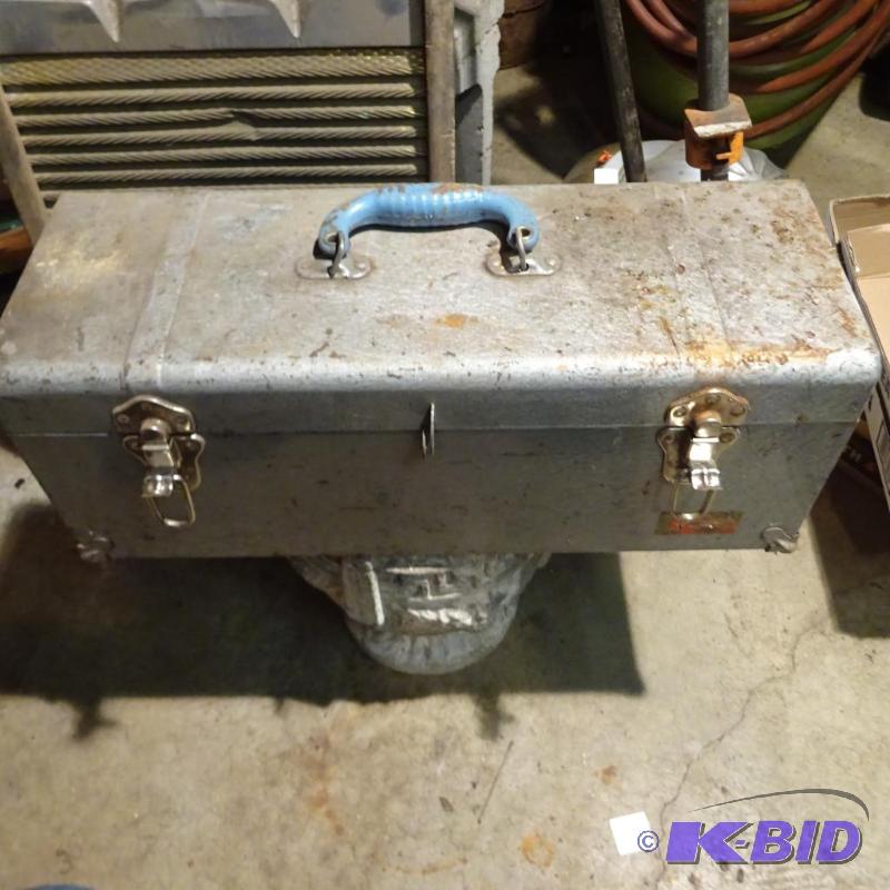 lot 137 image: Metal Tool Box with Misc Plumbers Tools and P...