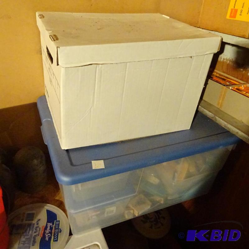 lot 254 image: Bin and Box with Rubber Stamps...