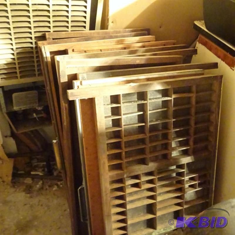 lot 302 image: 10 Vintage Typesetter Drawers. Some are Hamil...