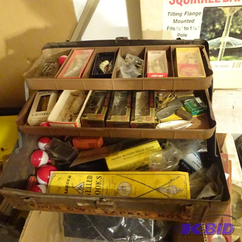 lot 312 image: Metal Tackle Box with Vintage Tackle...