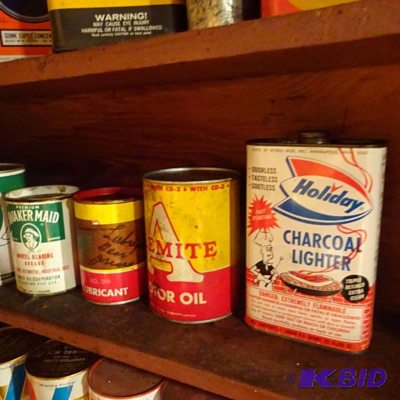 lot 33 image: Vintage Oil and Misc Cans...