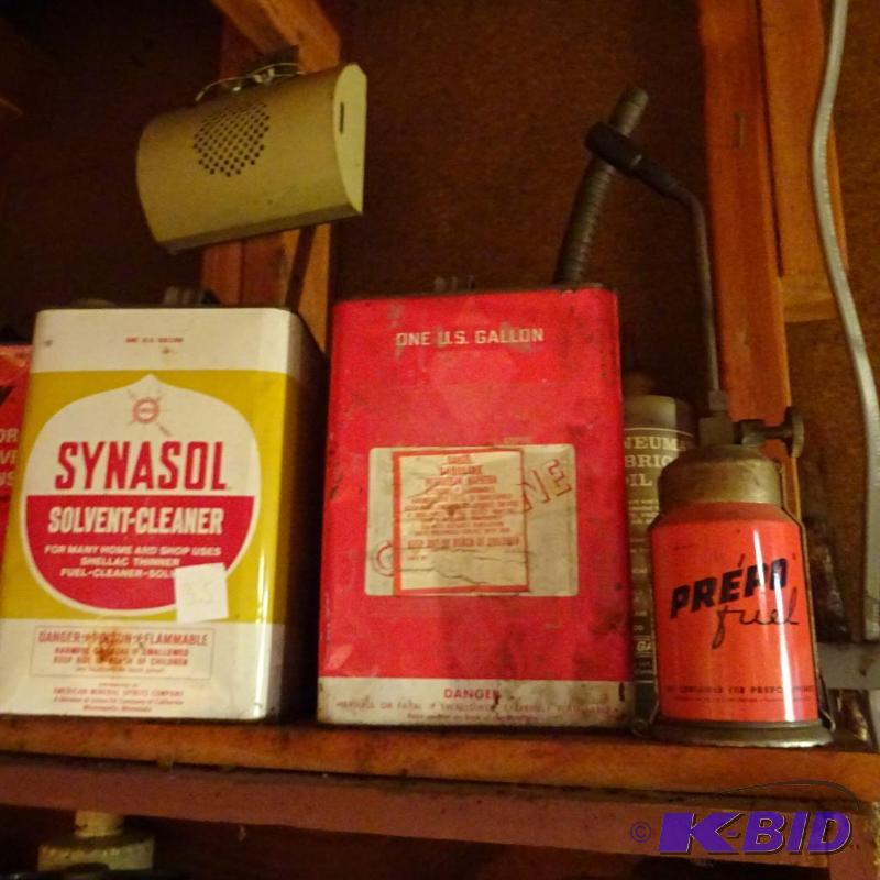 lot 35 image: Repo Fuel Torch. Solvent and Lantern Gas Cans...