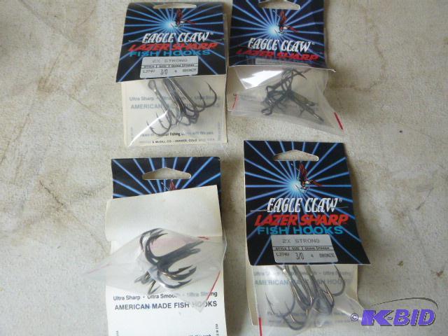 4 Packs of 4 Eagle Claw Lazer Sharp Treble Fi...