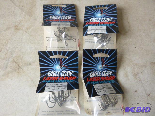 4 Packs of 4 Eagle Claw Lazer Sharp Treble Fi...
