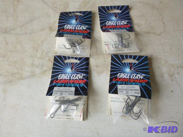 4 Packs of 4 Eagle Claw Lazer Sharp Treble Fi...