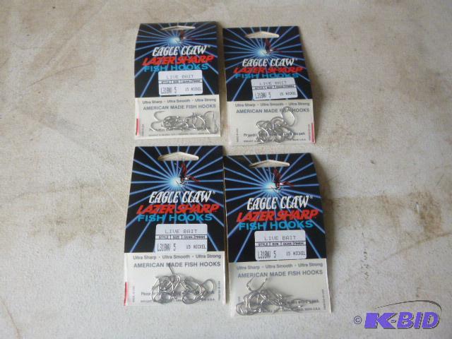 4 Packs of 15 Eagle Claw Lazer Sharp Fish Hoo...