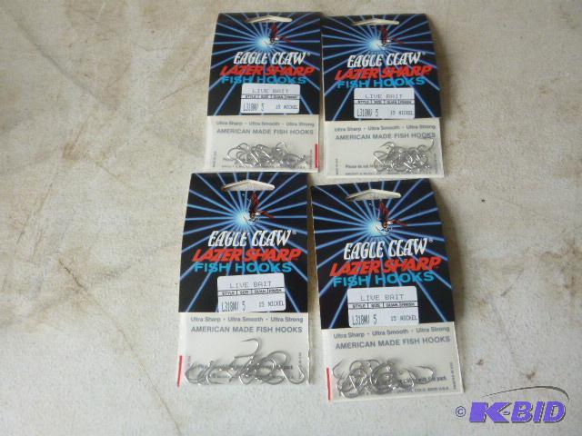 4 Packs of 15 Eagle Claw Lazer Sharp Fish Hoo...