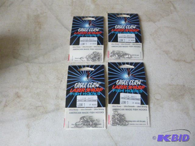 4 Packs of 15 Eagle Claw Lazer Sharp Fish Hoo...