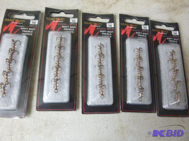 5 Packs of 5 Matzuo Soft Bait Treble Hooks Si...