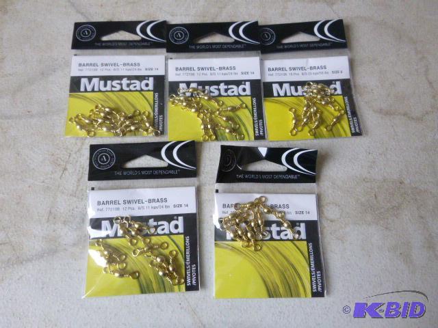 5&nbspPacks of 12 Mustad Brass Barrel Swivel...