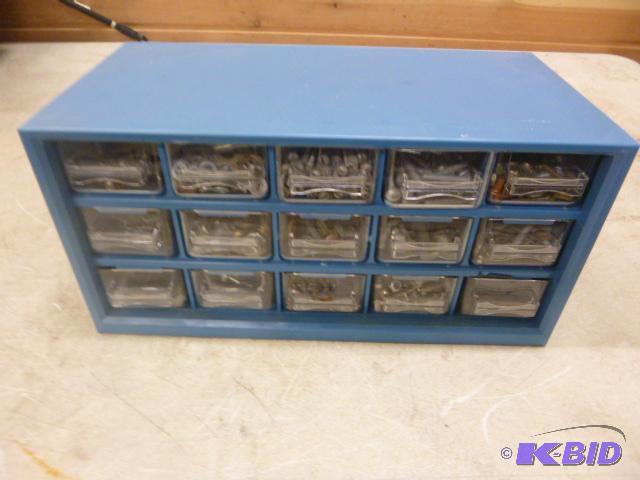 15 Compartment Parts Bin Full of hardware....