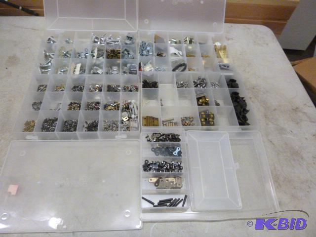 5 Plastic Parts Bins Full of hardware....
