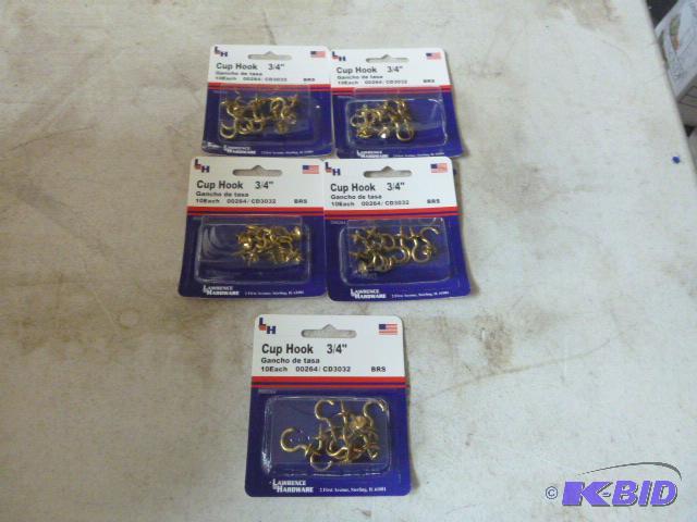 5 Packs of 10 Cup Hooks 34&quot...