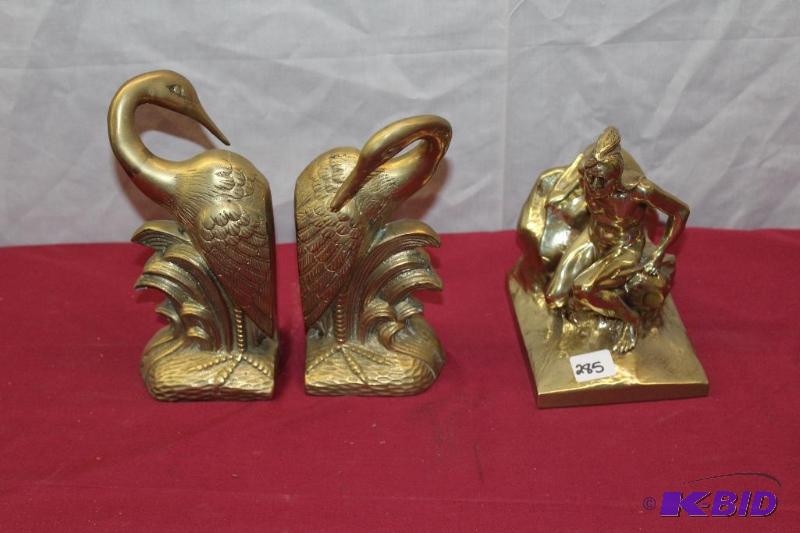 Brass Bookends And Figurine&nbsp...