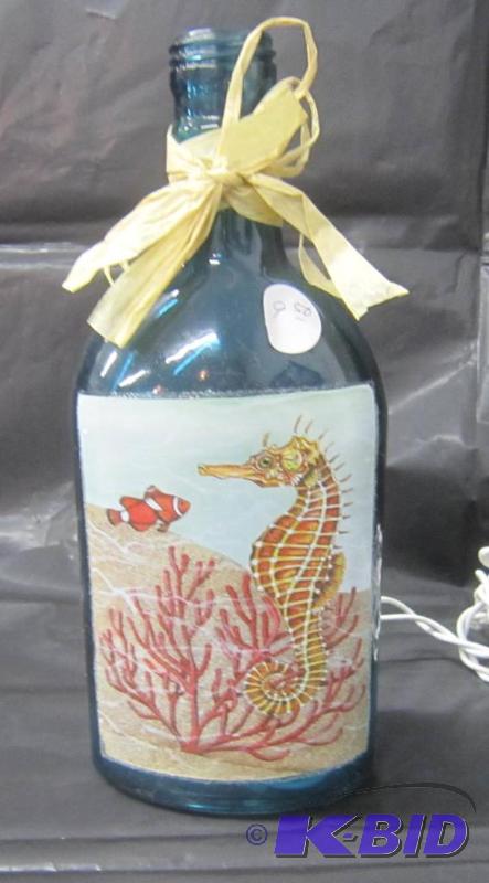 lot 376 image: NEW  9 High Lighted Electric Lamp with Seahorse