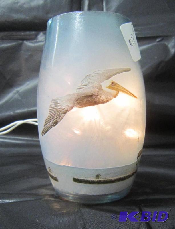 lot 377 image: NEW  5 12 High Lighted Electric Lamp with Pelican