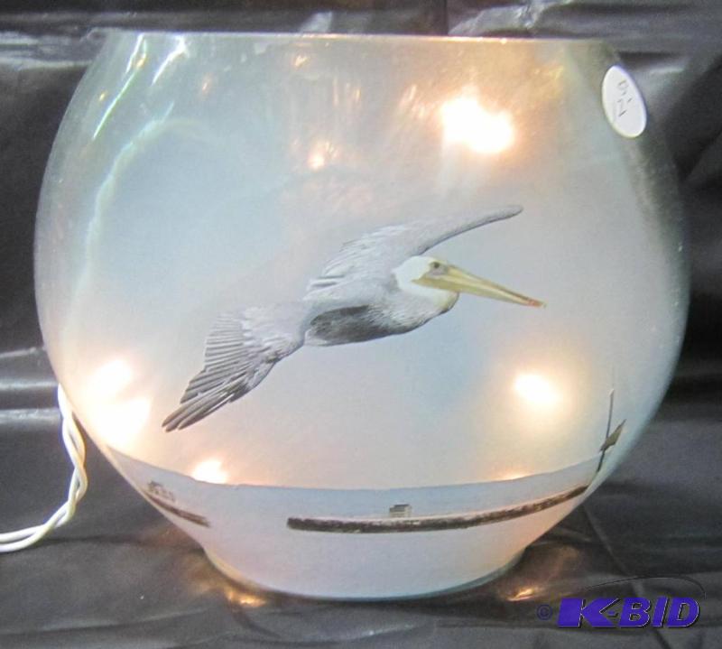 lot 378 image: NEW  7 12 High Lighted Electric Lamp with Pelican