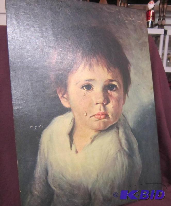 lot 407 image: Picture - 19 x 27 Crying Boy